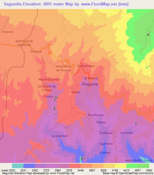 Segundia,Peru Elevation Map
