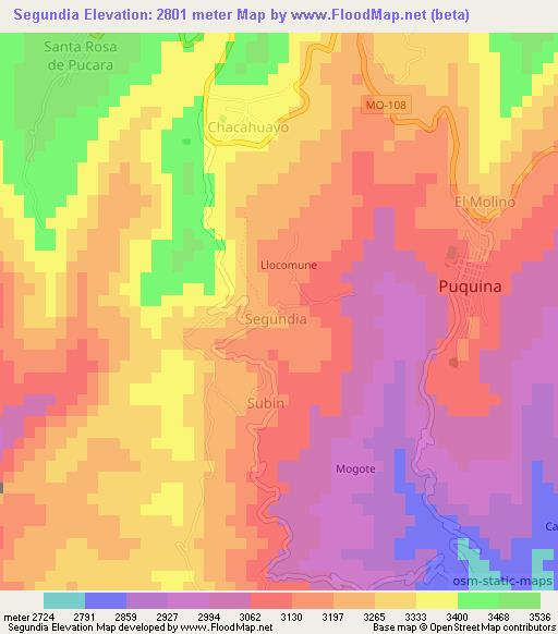 Segundia,Peru Elevation Map