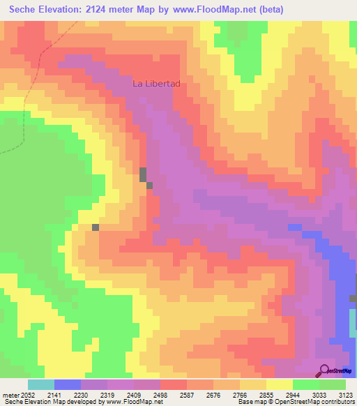Seche,Peru Elevation Map