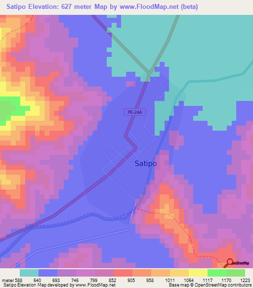 Satipo,Peru Elevation Map