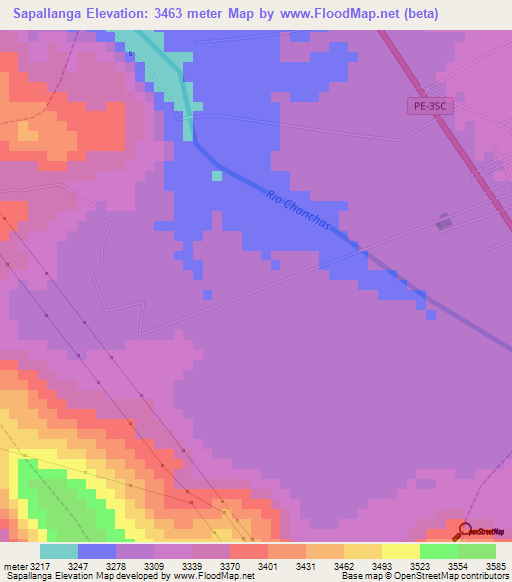 Sapallanga,Peru Elevation Map