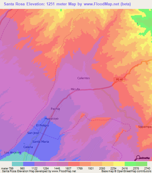 Santa Rosa,Peru Elevation Map
