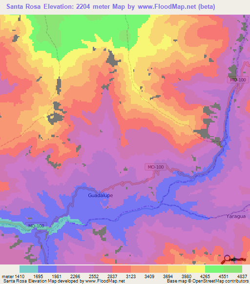 Santa Rosa,Peru Elevation Map