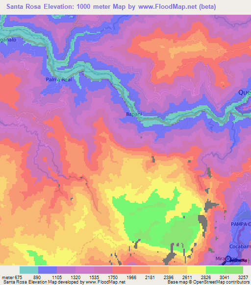 Santa Rosa,Peru Elevation Map