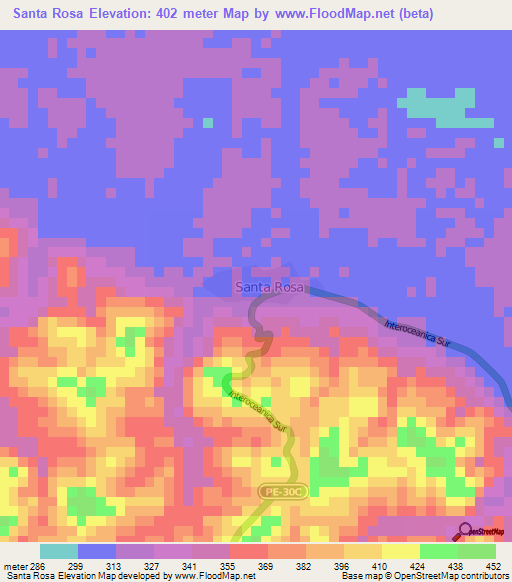 Santa Rosa,Peru Elevation Map