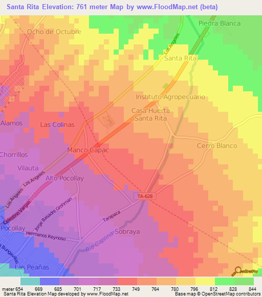 Santa Rita,Peru Elevation Map
