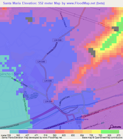 Santa Maria,Peru Elevation Map
