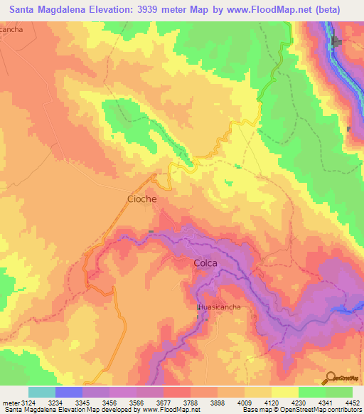 Santa Magdalena,Peru Elevation Map