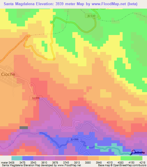 Santa Magdalena,Peru Elevation Map