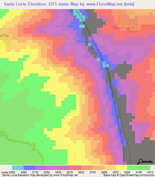 Santa Lucia,Peru Elevation Map