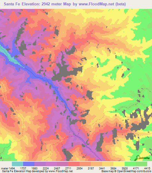 Santa Fe,Peru Elevation Map
