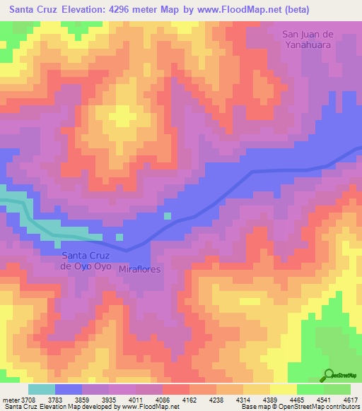 Santa Cruz,Peru Elevation Map
