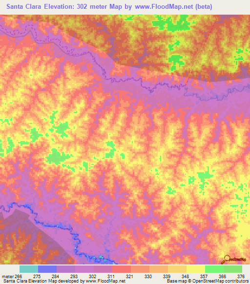 Santa Clara,Peru Elevation Map