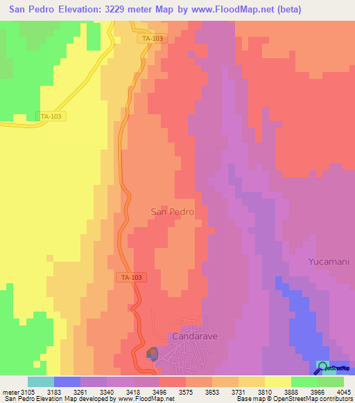 San Pedro,Peru Elevation Map
