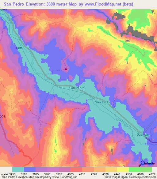 San Pedro,Peru Elevation Map