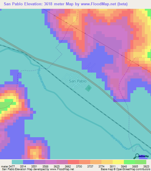 San Pablo,Peru Elevation Map