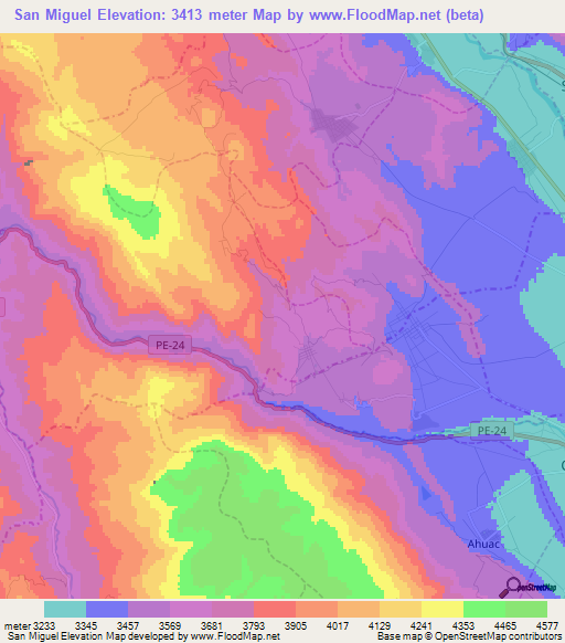 San Miguel,Peru Elevation Map