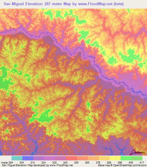 San Miguel,Peru Elevation Map