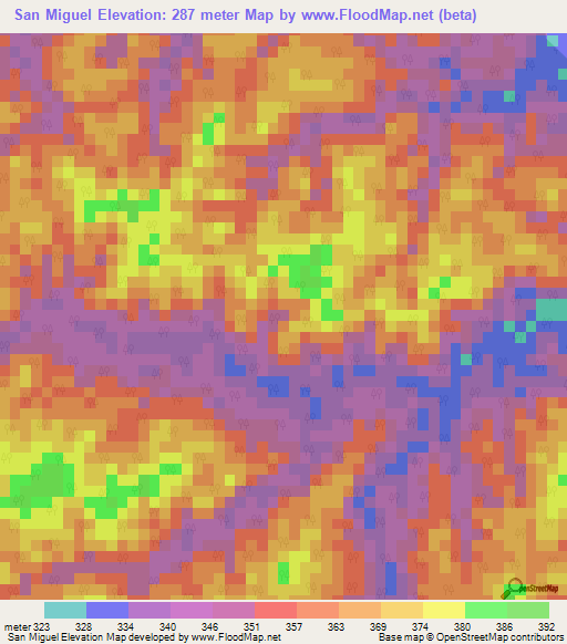 San Miguel,Peru Elevation Map