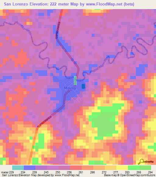 San Lorenzo,Peru Elevation Map
