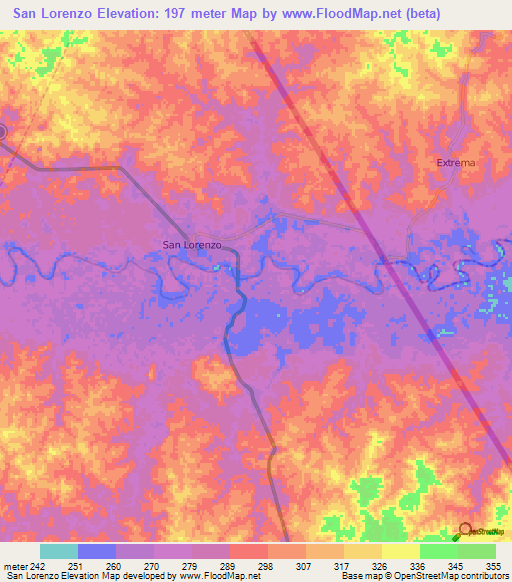 San Lorenzo,Peru Elevation Map