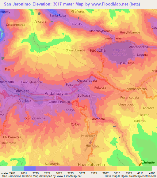 San Jeronimo,Peru Elevation Map