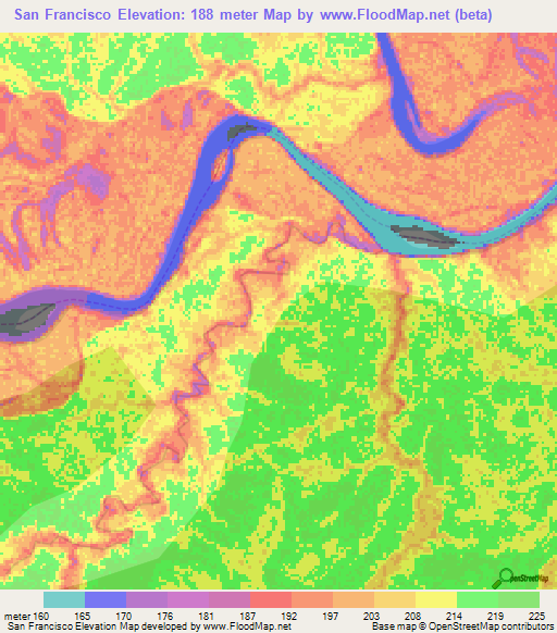 San Francisco,Peru Elevation Map