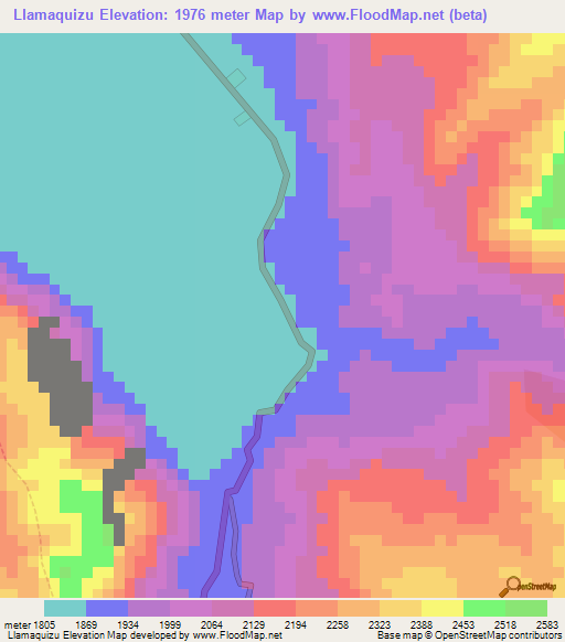 Llamaquizu,Peru Elevation Map