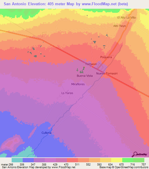 San Antonio,Peru Elevation Map