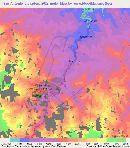 San Antonio,Peru Elevation Map