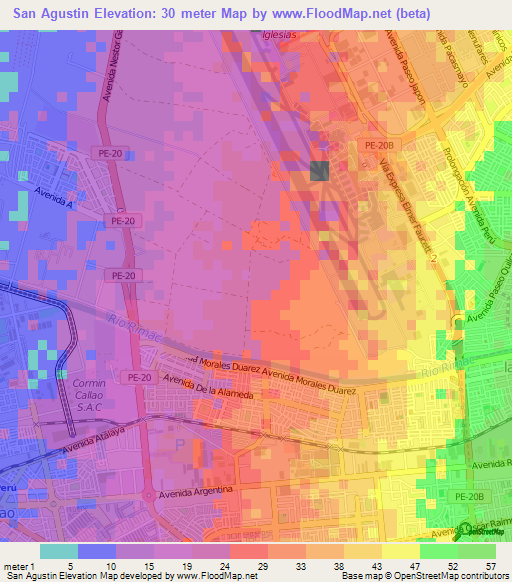 San Agustin,Peru Elevation Map