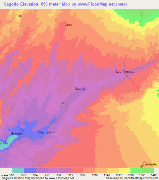 Sagollo,Peru Elevation Map