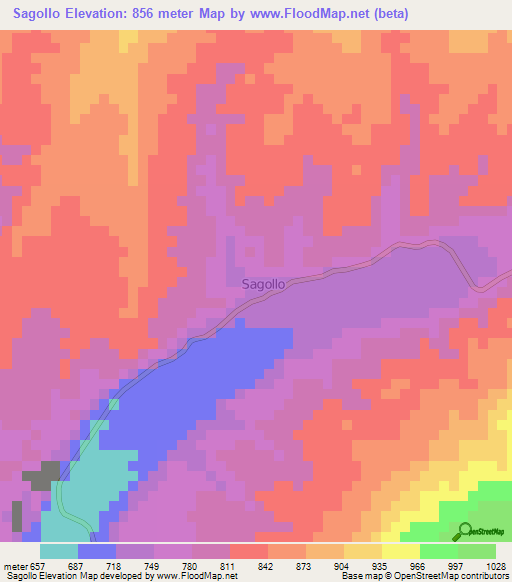 Sagollo,Peru Elevation Map