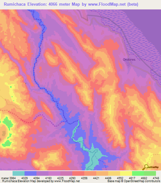 Rumichaca,Peru Elevation Map