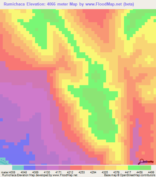 Rumichaca,Peru Elevation Map