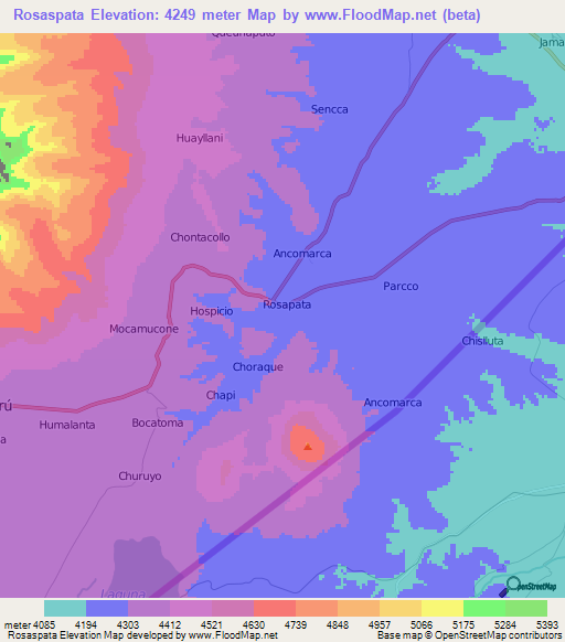 Rosaspata,Peru Elevation Map