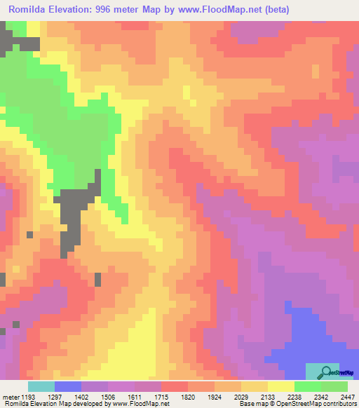 Romilda,Peru Elevation Map