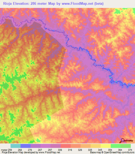 Rioja,Peru Elevation Map