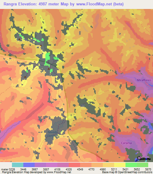 Rangra,Peru Elevation Map