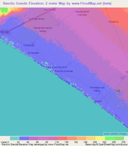 Rancho Grande,Peru Elevation Map