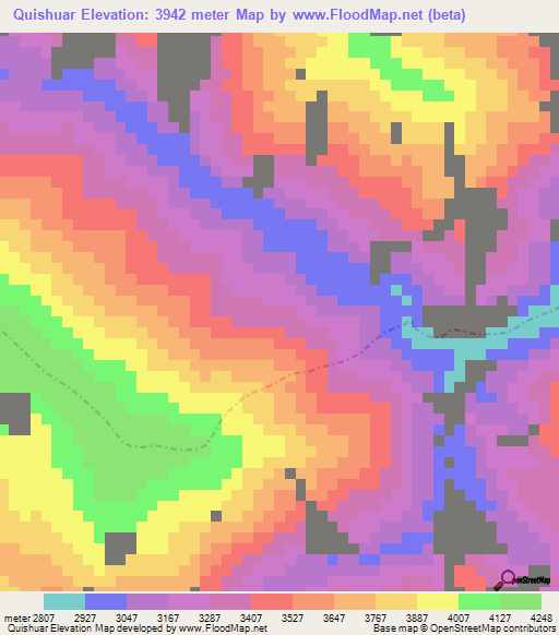 Quishuar,Peru Elevation Map