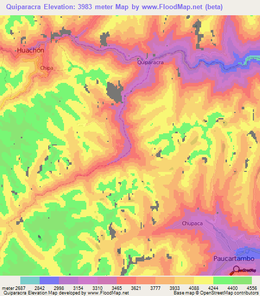 Quiparacra,Peru Elevation Map