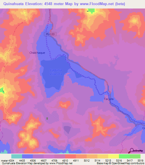 Quinahuata,Peru Elevation Map