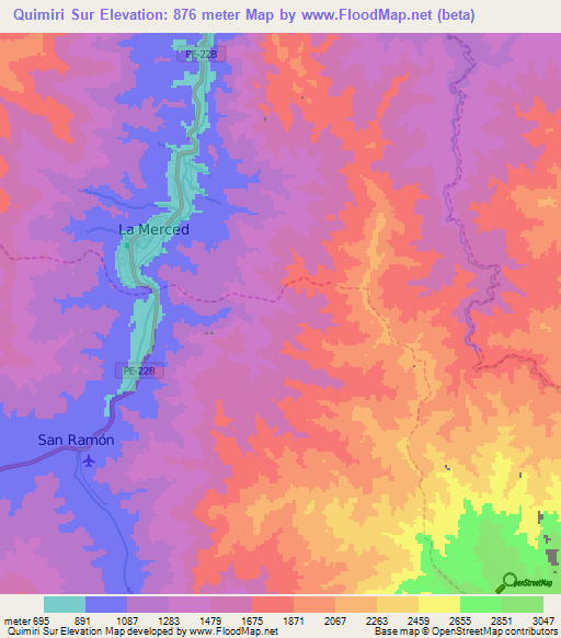 Quimiri Sur,Peru Elevation Map