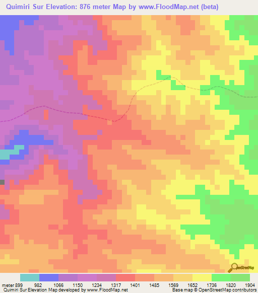 Quimiri Sur,Peru Elevation Map