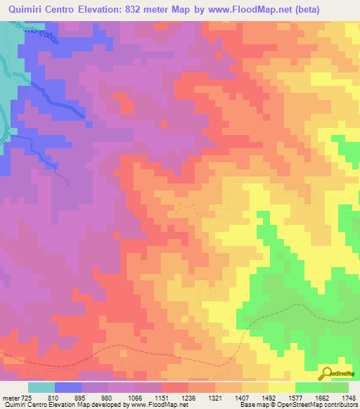 Quimiri Centro,Peru Elevation Map