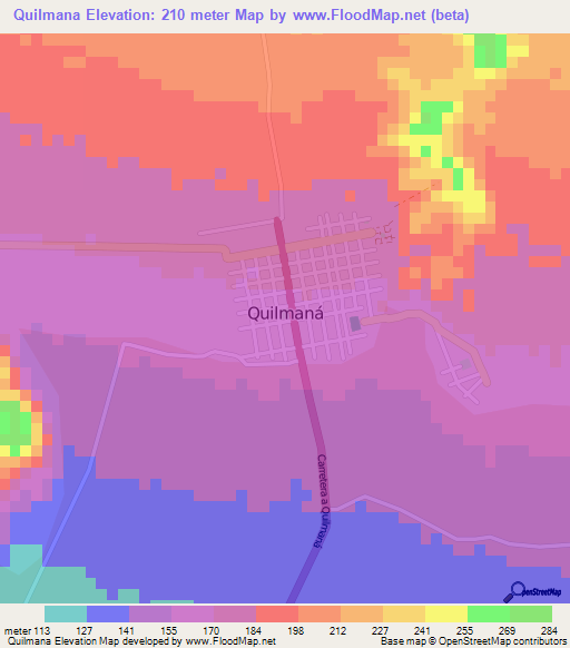 Quilmana,Peru Elevation Map