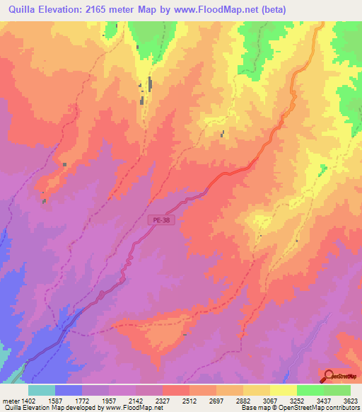 Quilla,Peru Elevation Map