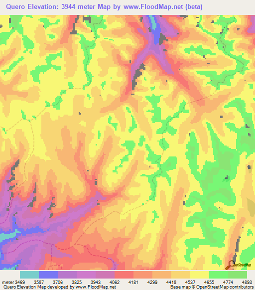 Quero,Peru Elevation Map