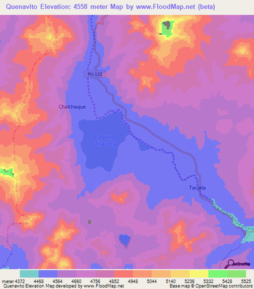 Quenavito,Peru Elevation Map